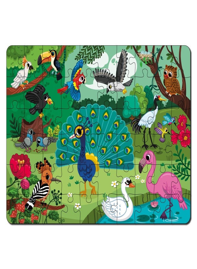 YaYplay Yay Play Jungle Birds Wooden Floor Puzzle 60 Pieces with Wooden Box | Chunky Puzzles for 4+ Years - Image 3